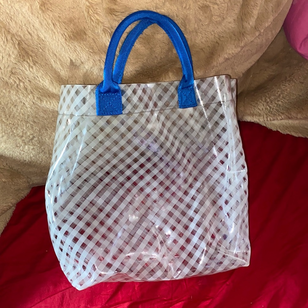 Transparent Gingham Print Tote